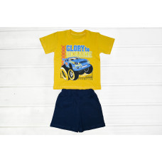 Комплект хлопчачі футболка і шорти кулір, з кишенями і шовкографією